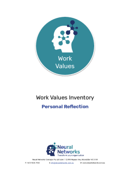 Workplace Values Inventory Personal Reflection